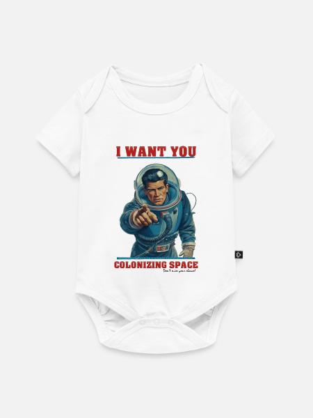 Retro Astronaut Space Colonization - Baby Premium Kurzarmbody - Weiß