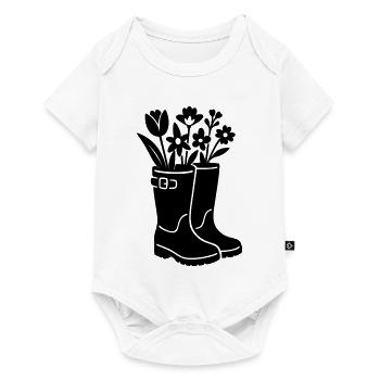 Spring boots with flowers - Baby Premium short-sleeve bodysuit - white - Front