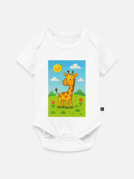 Sonnige Girafe im Kinderwiese - Baby Premium Kurzarmbody - Weiß