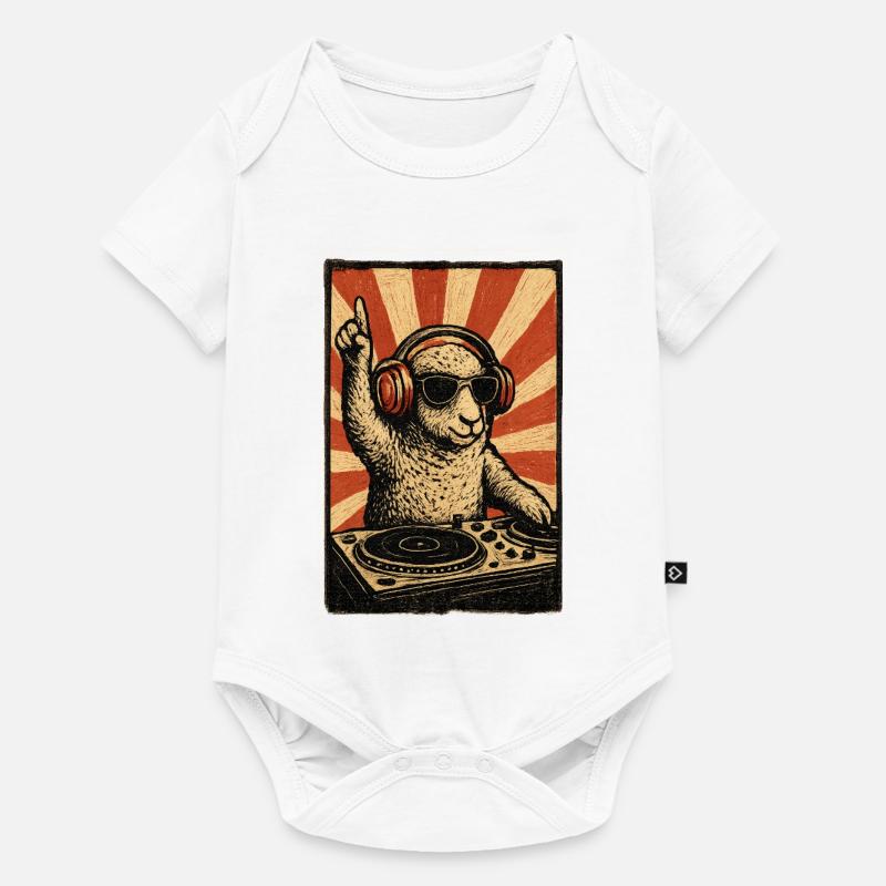 DJ Sheep mit Kopfhörern - Baby Premium Kurzarmbody - Weiß