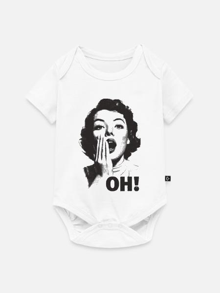Schreiendes Gesicht Oh - Baby Premium Kurzarmbody - Weiß
