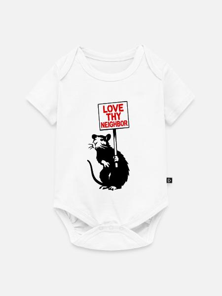 Liebe Deinen Nächsten Retro-Schrift - Baby Premium Kurzarmbody - Weiß