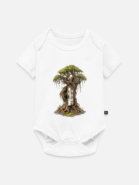 Baumhaus im Wald – Fantasie-Traum - Baby Premium Kurzarmbody - Weiß