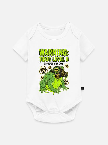 Warning Toxic Level 8 Frosch - Baby Premium Kurzarmbody - Weiß