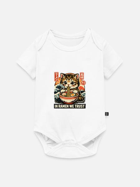 Ramen Katze - Baby Premium Kurzarmbody - Weiß