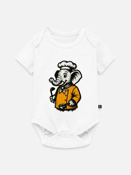 Kochender Elefantenchef - Baby Premium Kurzarmbody - Weiß