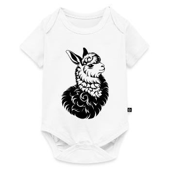 T-shirt tête de lama – Imprimé animal vintage noir - Body à manches courtes Premium Bébé - blanc - Devant