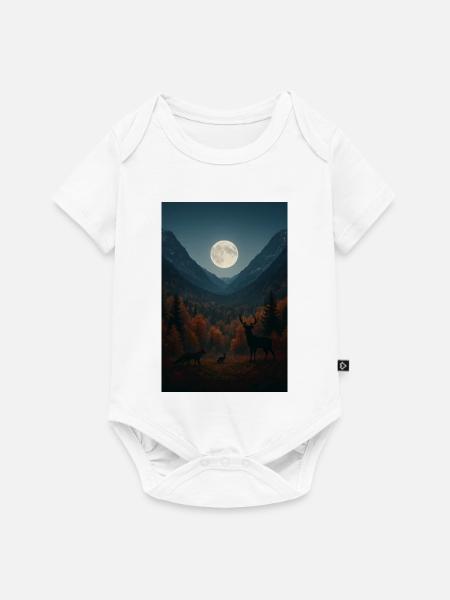 Mondlicht im Waldtal - Baby Premium Kurzarmbody - Weiß