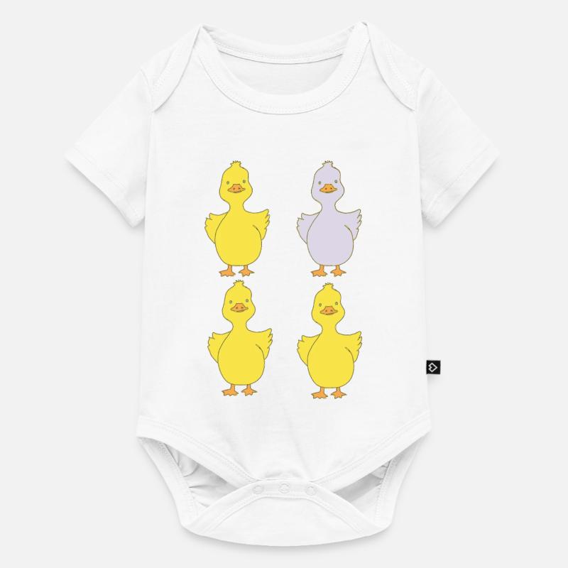 Vier Enten eine lila - Baby Premium Kurzarmbody - Weiß