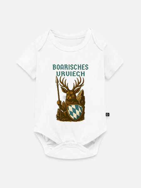 Bayerischer Wolpertinger Boarisches Urviech - Baby Premium Kurzarmbody - Weiß