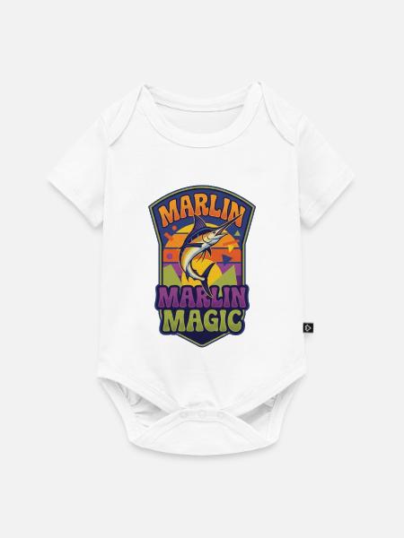 Marlin-Magie – Retro-Sonnenuntergang - Baby Premium Kurzarmbody - Weiß