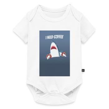 I Need Coffee Funny Shark Design - Baby Premium Kurzarmbody - Weiß - Vorne