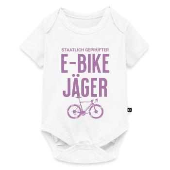Staatlich Geprüft E-Bike Jäger  - Baby Premium Kurzarmbody - Weiß - Vorne