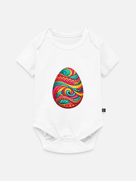 Buntes Spirales Osterei - Baby Premium Kurzarmbody - Weiß
