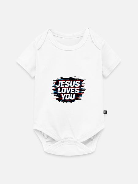 Jesus liebt dich Glitch - Baby Premium Kurzarmbody - Weiß