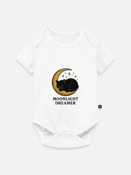 Mondlichtträumer Katze - Baby Premium Kurzarmbody - Weiß