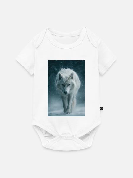 Arktischer Wolf im Schneefall - Baby Premium Kurzarmbody - Weiß