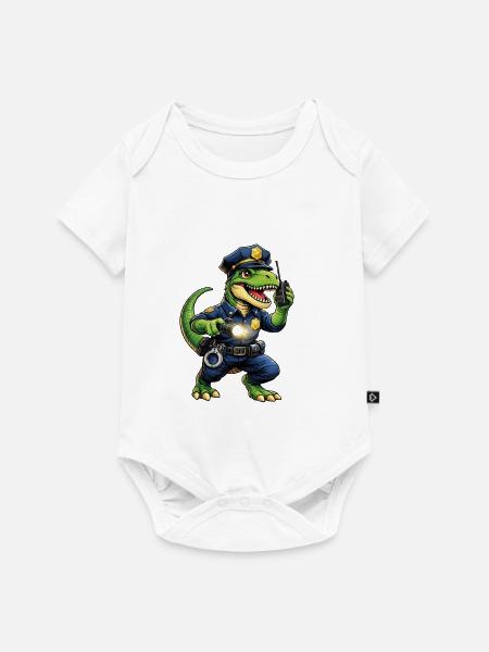 Dino als Polizist - Baby Premium Kurzarmbody - Weiß