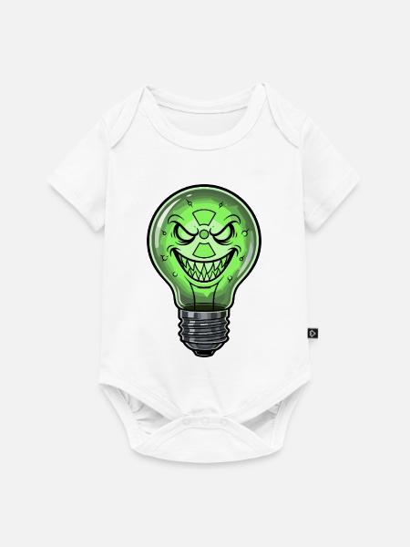 Grüne Grinsen Glühbirne Cartoon - Baby Premium Kurzarmbody - Weiß