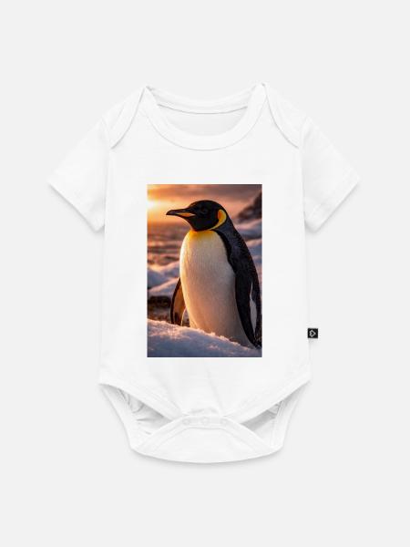 Pinguin im Schein des Sonnenuntergangs - Baby Premium Kurzarmbody - Weiß