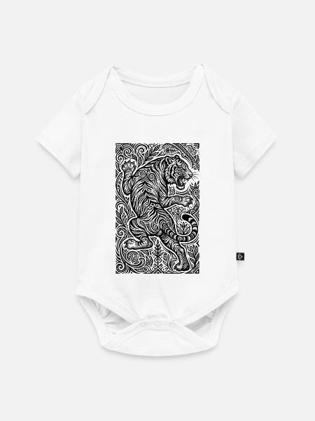 Tiger Ornament Muster - Baby Premium Kurzarmbody - Weiß