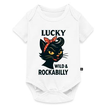 Lucky, Wild & Rockabilly: Black Retro Cat - Baby Premium short-sleeve bodysuit - white - Front