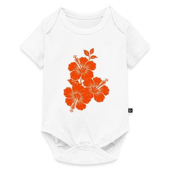 Orange Hibiscus Triple Flower Silhouette - Baby Premium short-sleeve bodysuit - white - Front