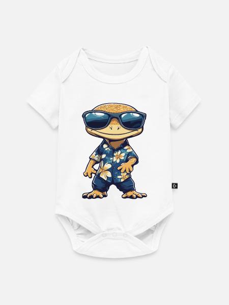 Echse Comic Urlaub - Baby Premium Kurzarmbody - Weiß