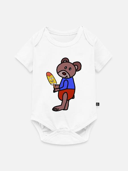 Bär Teddy  Eiskrem  Eis Kind - Baby Premium Kurzarmbody - Weiß