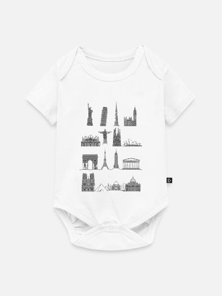 Around_The_World - Baby Premium Kurzarmbody - Weiß