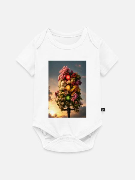 Florales Leuchten der Ampel - Baby Premium Kurzarmbody - Weiß