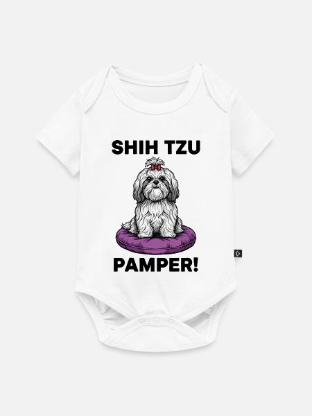 Dog Shih Tzu Pamper Luxuskissen - Baby Premium Kurzarmbody - Weiß