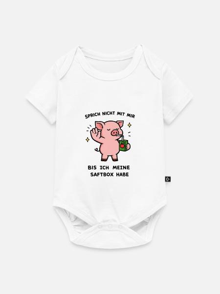 Kawaii Schwein mit Saftbox - Baby Premium Kurzarmbody - Weiß