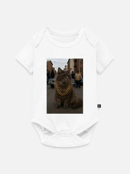 Gangsta Cat - Baby Premium Kurzarmbody - Weiß