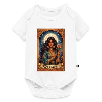 Brown Baddies: Göttin der Nacht und Rose - Baby Premium Kurzarmbody - Weiß - Vorne
