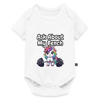 Frag nach meinem Bench Unicorn - Baby Premium Kurzarmbody - Weiß - Vorne