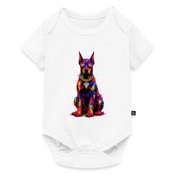 Colorful Neon Dog with Diamond - Baby Premium short-sleeve bodysuit - white - Front