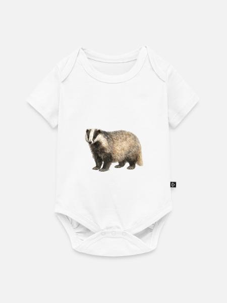 Aquarell-Badger Illustration - Baby Premium Kurzarmbody - Weiß