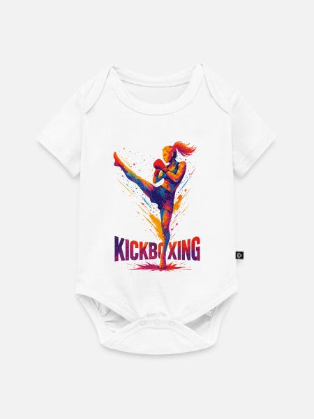 Kickboxerin Grafik Design: Brachial & Stark - Baby Premium Kurzarmbody - Weiß