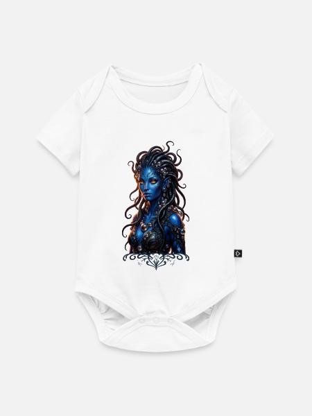 Blaue Göttin der leuchtenden Tentakel - Baby Premium Kurzarmbody - Weiß