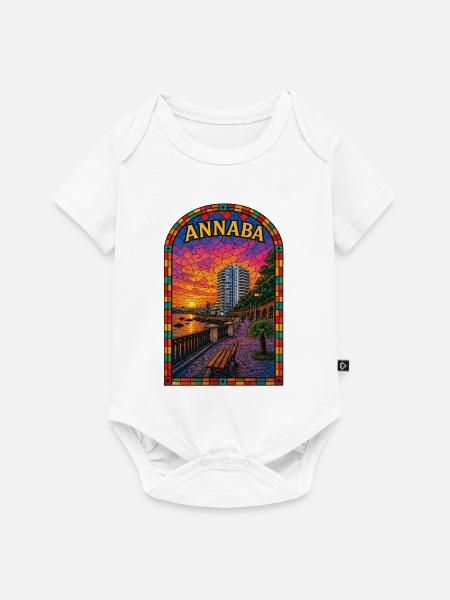 Annaba Buntglas-Gutenachtspaziergang - Baby Premium Kurzarmbody - Weiß
