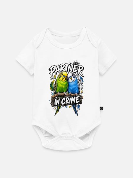 Wellensittiche Partner im Crime - Baby Premium Kurzarmbody - Weiß