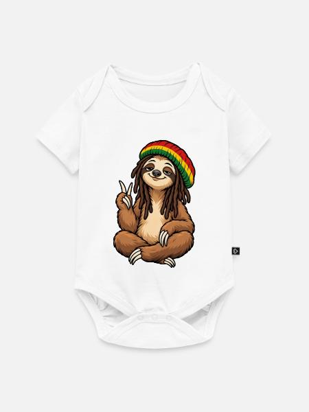 Cooles Rastafari Faultier - Baby Premium Kurzarmbody - Weiß