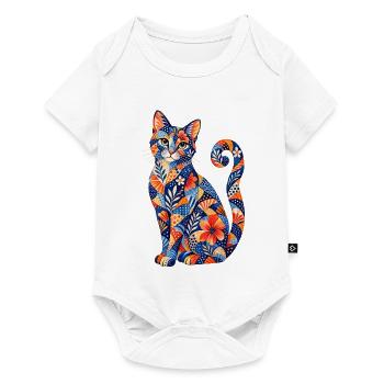 Patchwork Cat Floral Pattern - Baby Premium short-sleeve bodysuit - white - Front