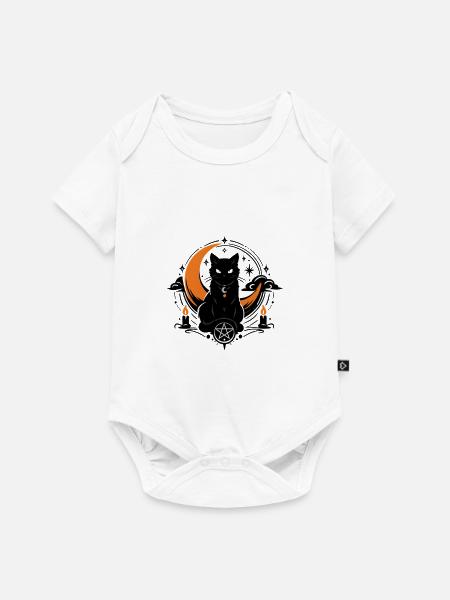 Mondzauber: Schwarze Katze - Baby Premium Kurzarmbody - Weiß