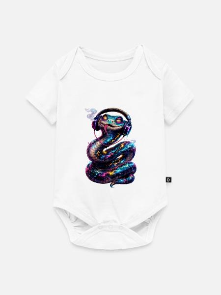 DropWild Ziggy the techno snake - Baby Premium Kurzarmbody - Weiß