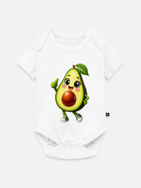 Fröhliches Avocado-Maskottchen - Baby Premium Kurzarmbody - Weiß