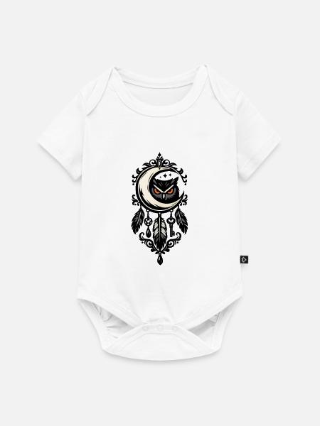 Mond- und Eulenornament - Baby Premium Kurzarmbody - Weiß
