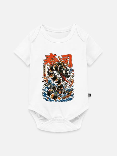 Sushi-Drache auf Meereswellen - Baby Premium Kurzarmbody - Weiß