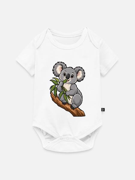 Süßer Koala beim Eukalyptus Essen - Baby Premium Kurzarmbody - Weiß